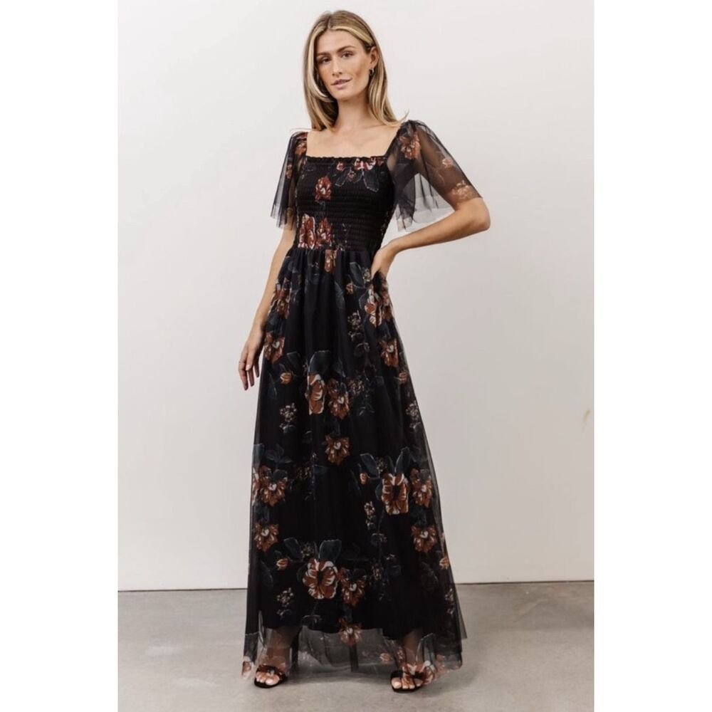 Baltic Born Black Floral Maxi Dress